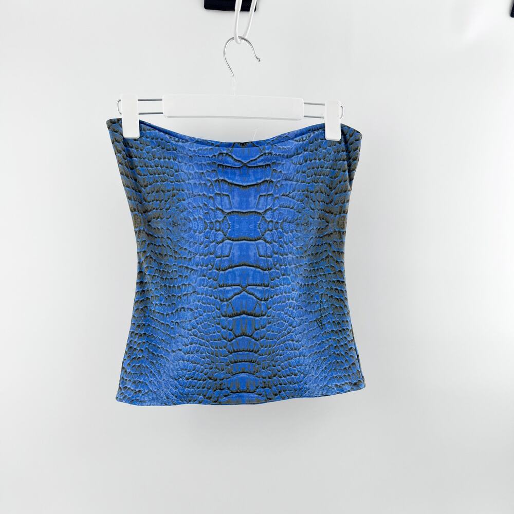 Ramona LaRue by Arianne Snakeskin Print Strapless Tube Top Blue Women's Size XS - Picture 2 of 3